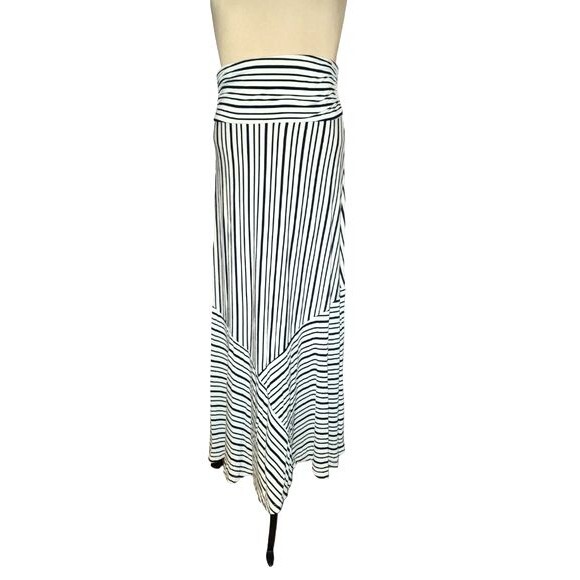 Anthropologie Maeve Ardennes Beige & Black Striped Maxi Skirt Petite Size SP - Picture 2 of 8